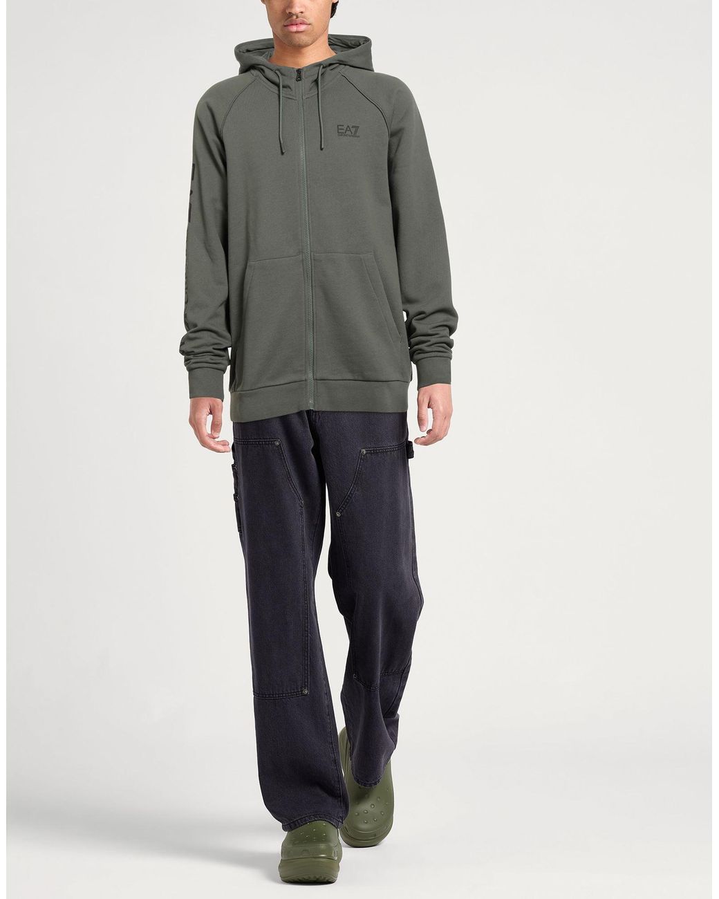 EA7 Gray Military Sweatshirt Cotton, Polyester, Elastane for men