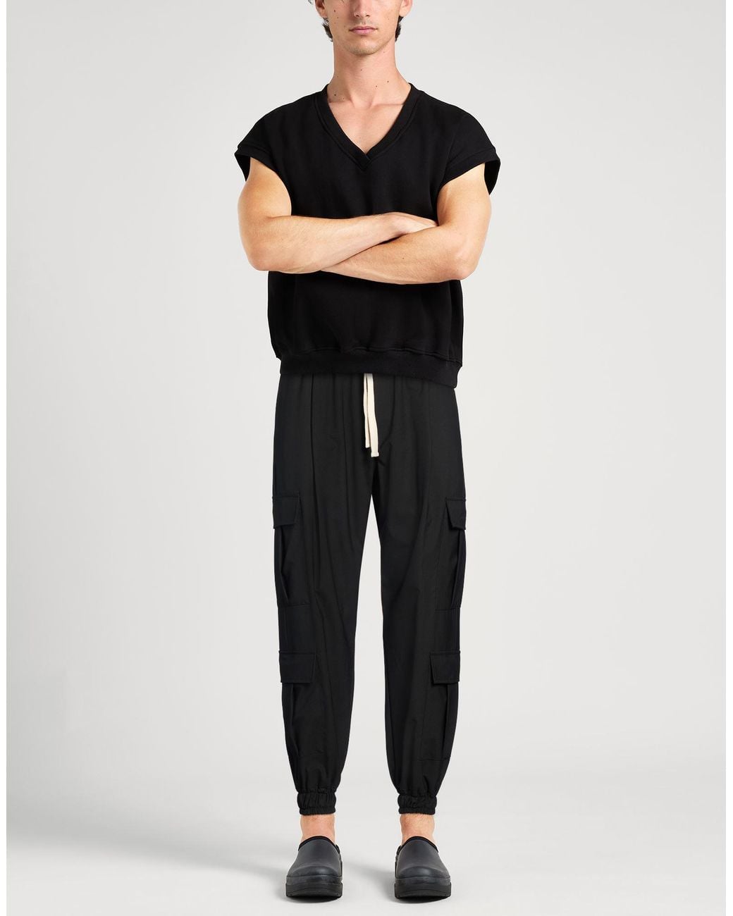 Gaelle Paris Black Pants Polyester, Viscose, Elastane, Cotton for men