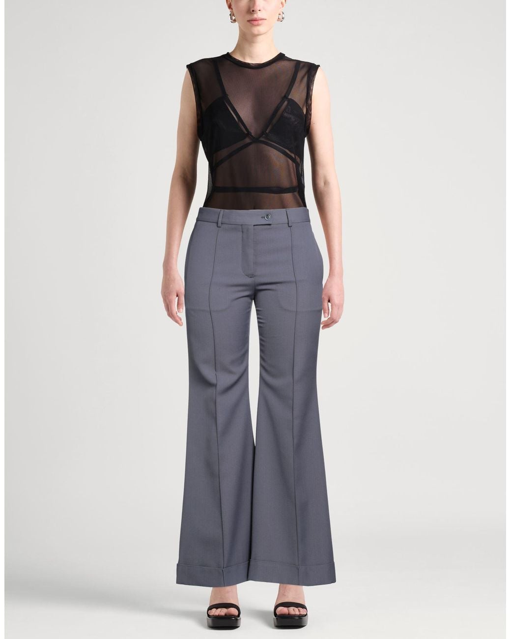 Acne Gray Pants Polyester, Wool