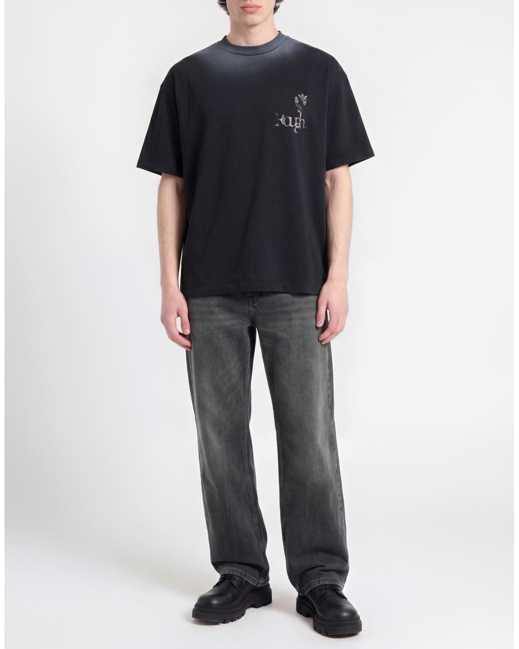 ROUGH Black T-Shirt Cotton for men
