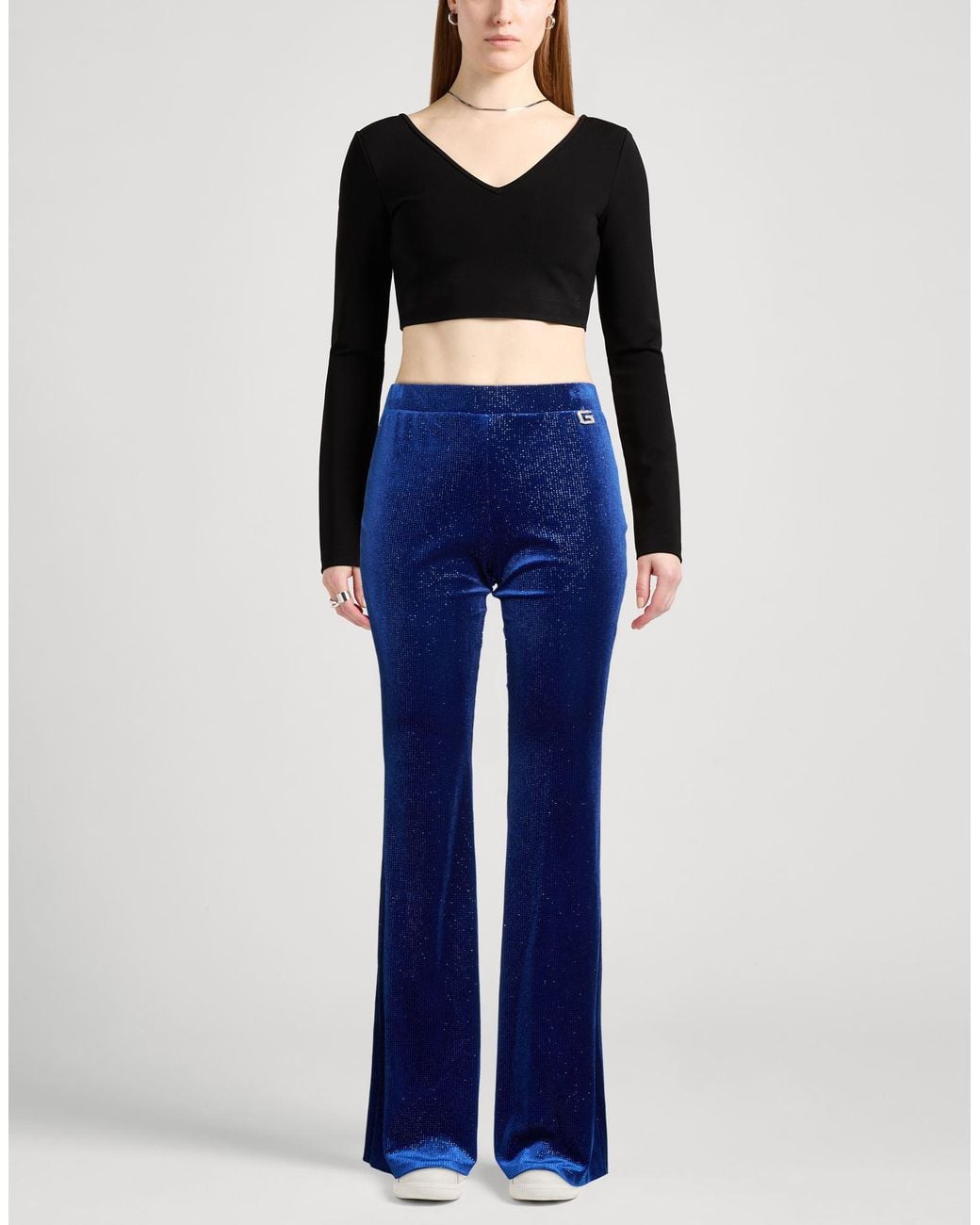 Gaelle Paris Blue Pants Polyester, Elastane