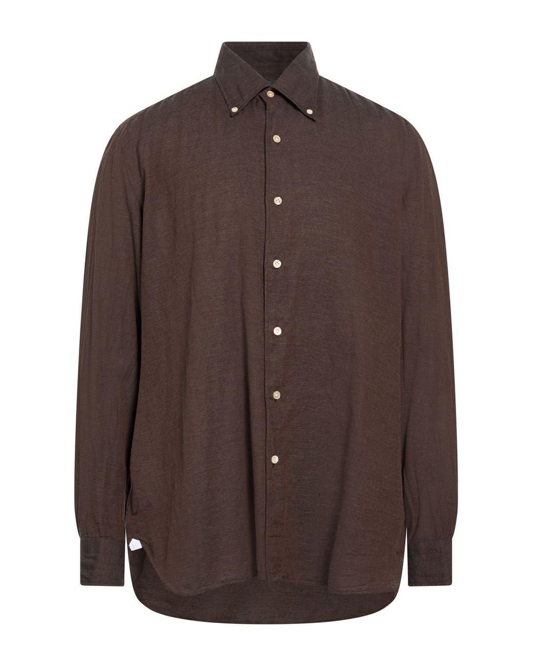 Luigi Borrelli Napoli Brown Dark Shirt Cotton, Cashmere for men