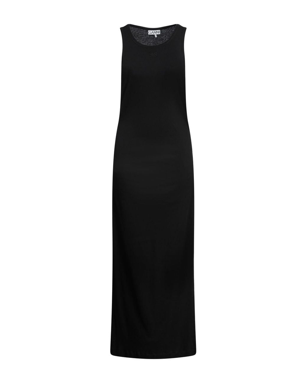 Ganni Black Maxi Dress Organic Cotton, Elastane