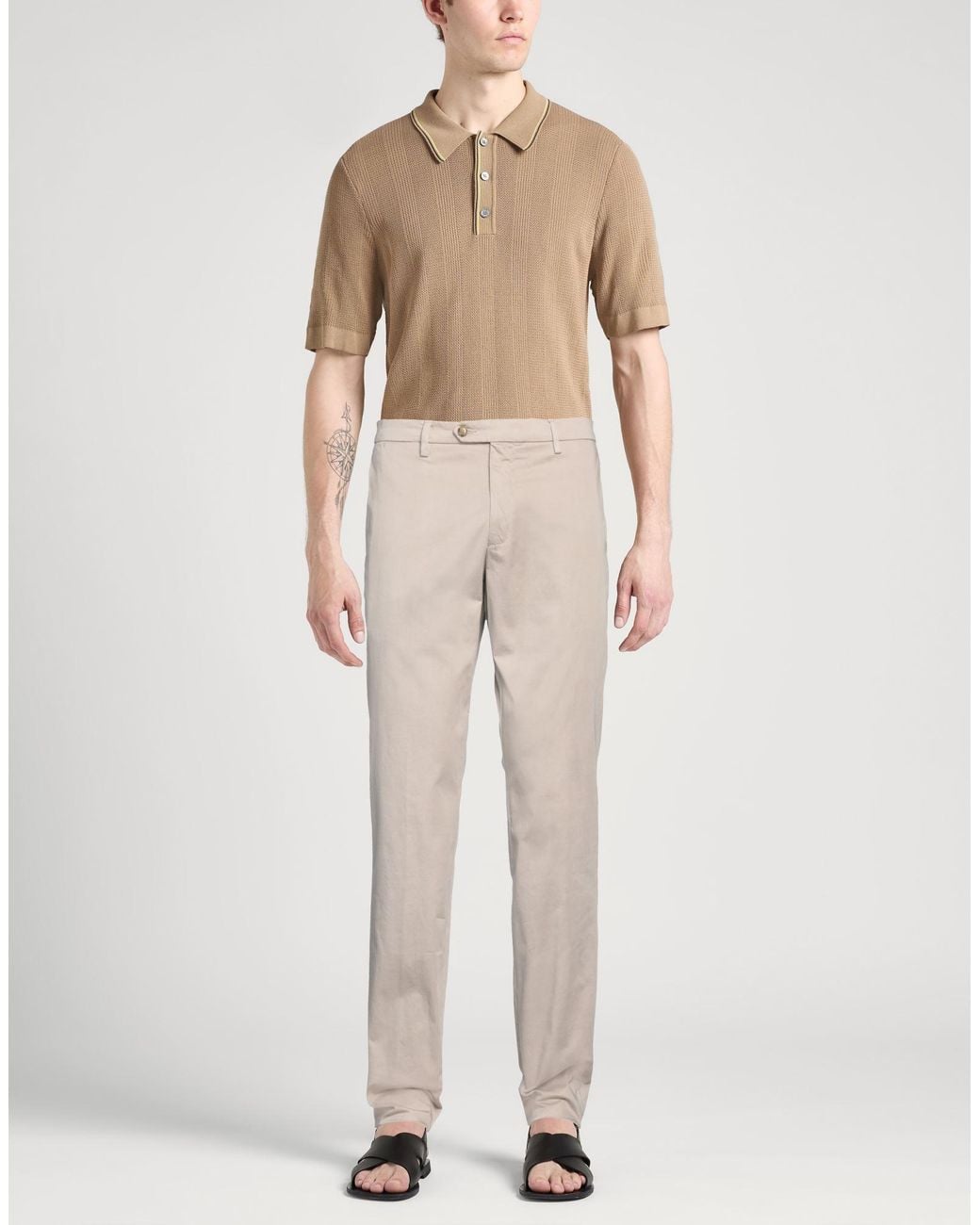 Trussardi Natural Pants Cotton, Elastane for men