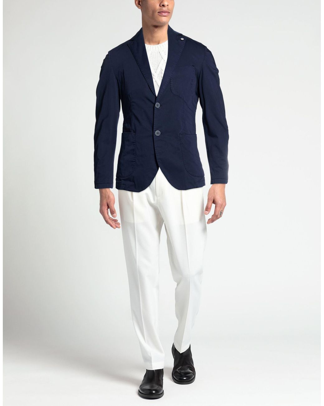 Exte Blue Blazer Cotton, Elastane for men