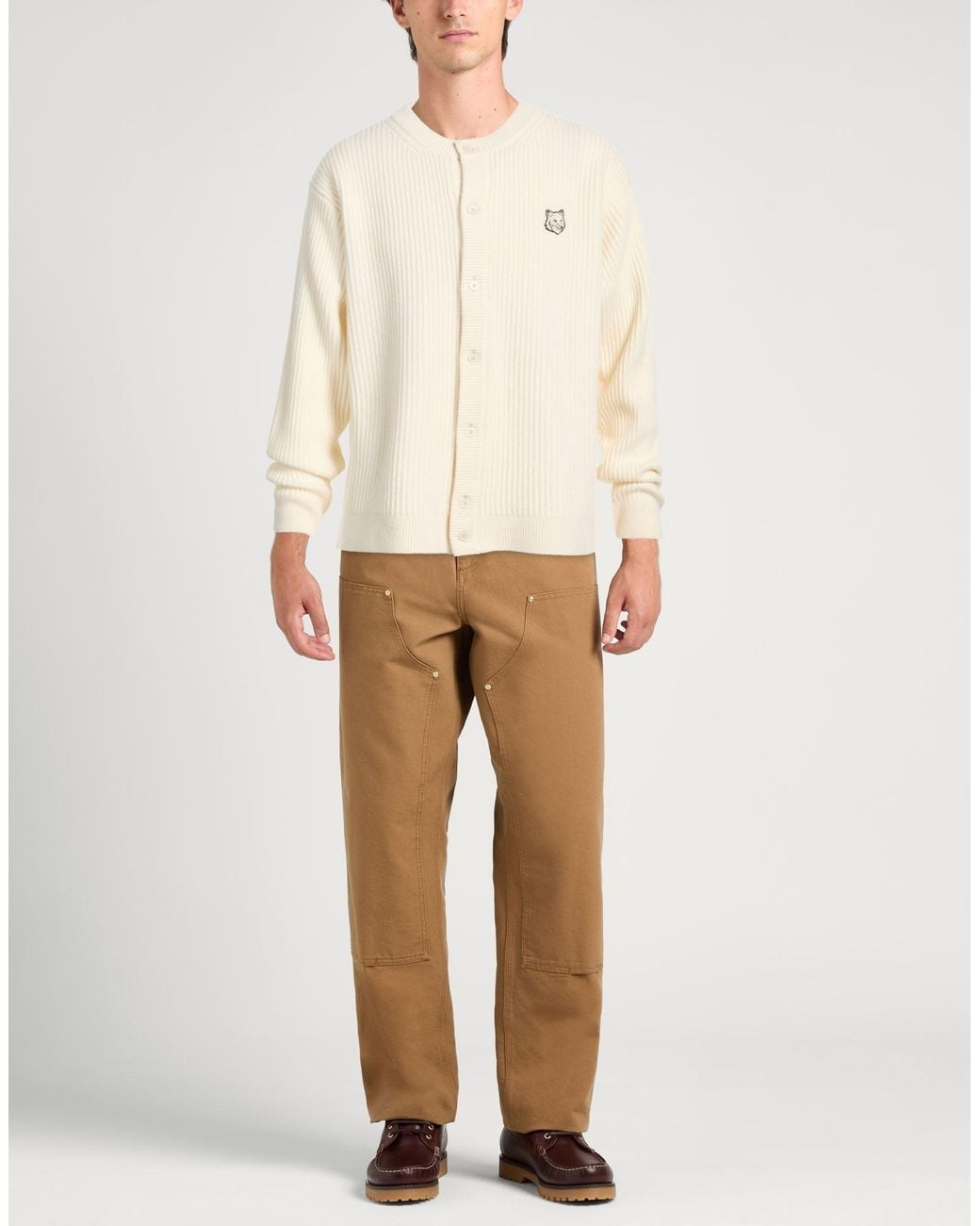 Maison Kitsuné Natural Cream Cardigan Wool for men