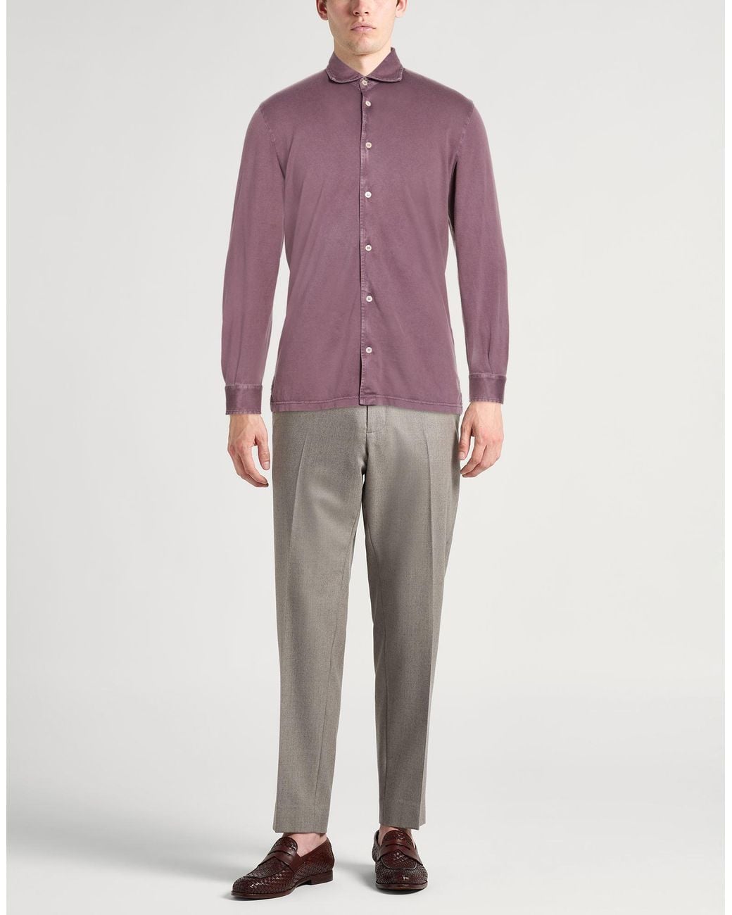 Fedeli Purple Shirt Organic Cotton for men