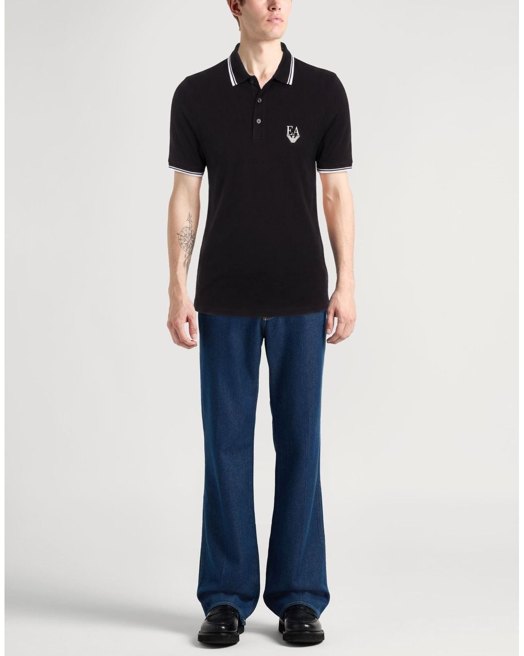 Emporio Armani Black Polo Shirt Cotton, Elastane for men
