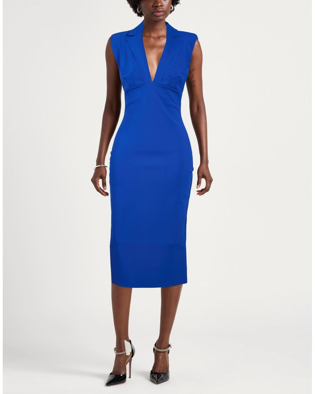 La Petite Robe Di Chiara Boni Blue Midi Dress Polyamide, Elastane