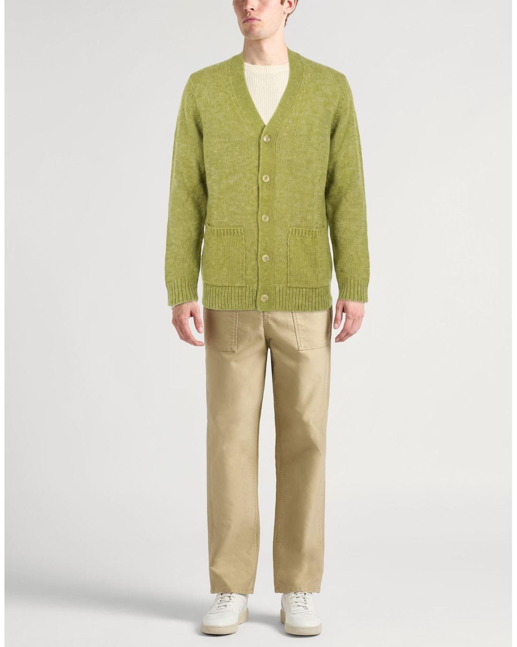 OVER/D Green Cardigan Acrylic, Polyester, Nylon, Wool for men