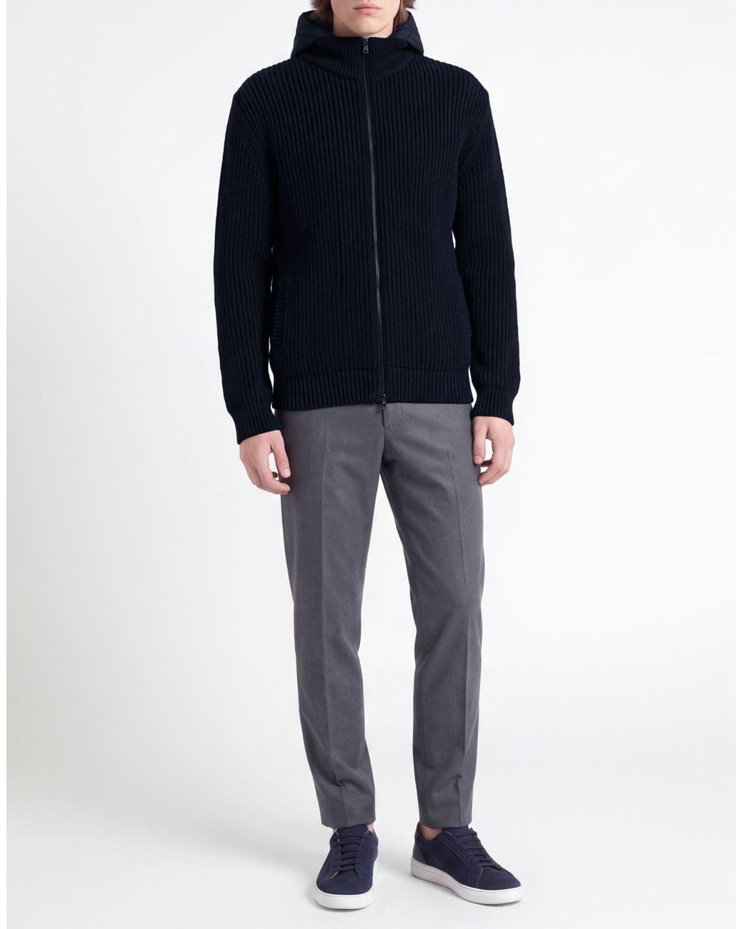 Herno Blue Cardigan Wool, Polyamide for men