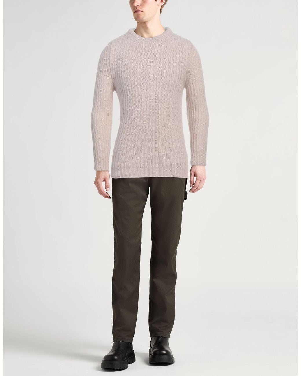 Lardini Pink Cream Sweater Wool, Mohair Wool, Silk for men