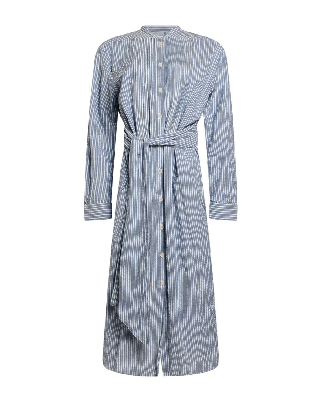Aspesi Blue Light Midi Dress Cotton
