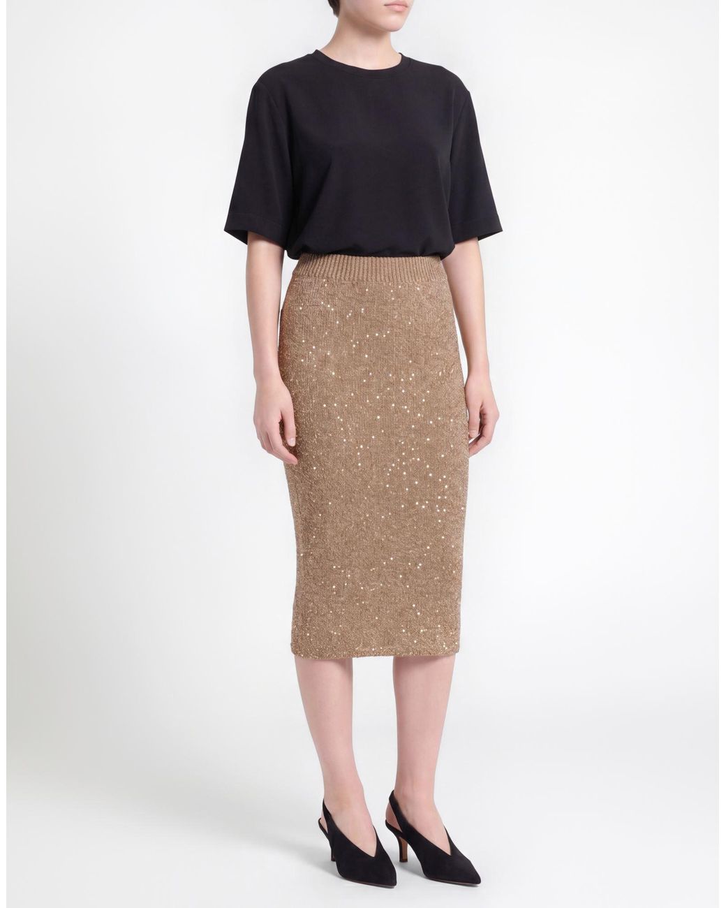 SIMONA CORSELLINI Natural Midi Skirt Viscose, Polyamide, Polyester