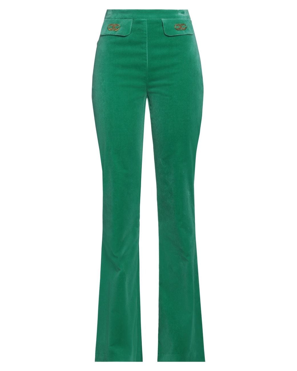 Elisabetta Franchi Green Emerald Pants Cotton, Elastane