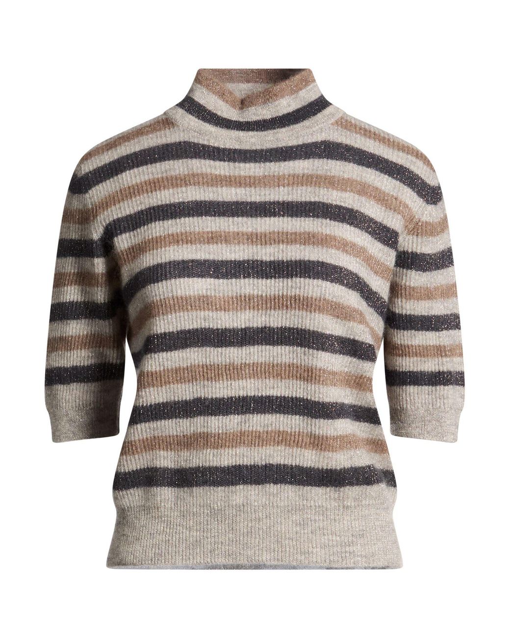 Brunello Cucinelli Gray Turtleneck Mohair Wool, Polyamide, Wool, Metallic Fiber