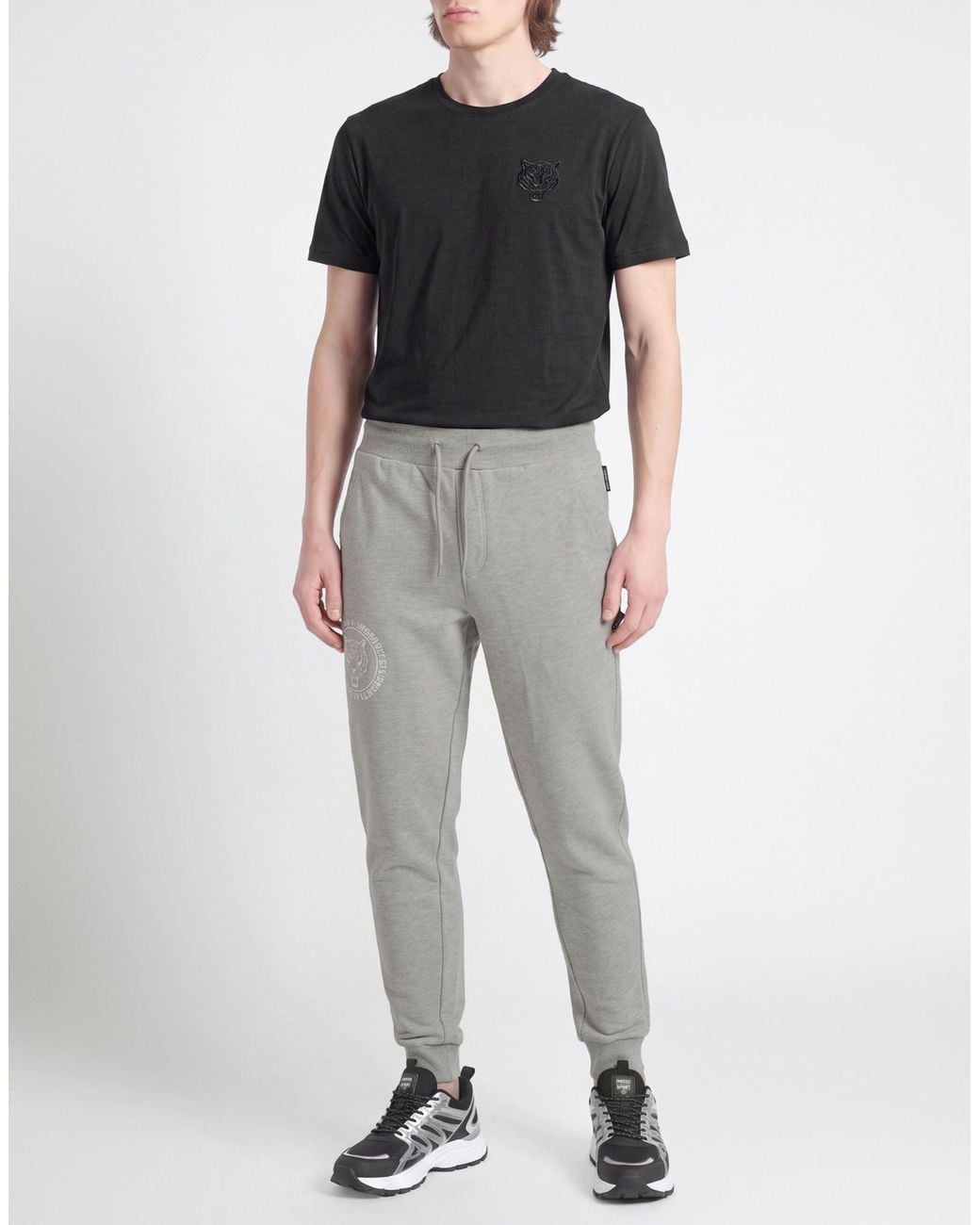 Philipp Plein Gray Pants Cotton, Viscose for men
