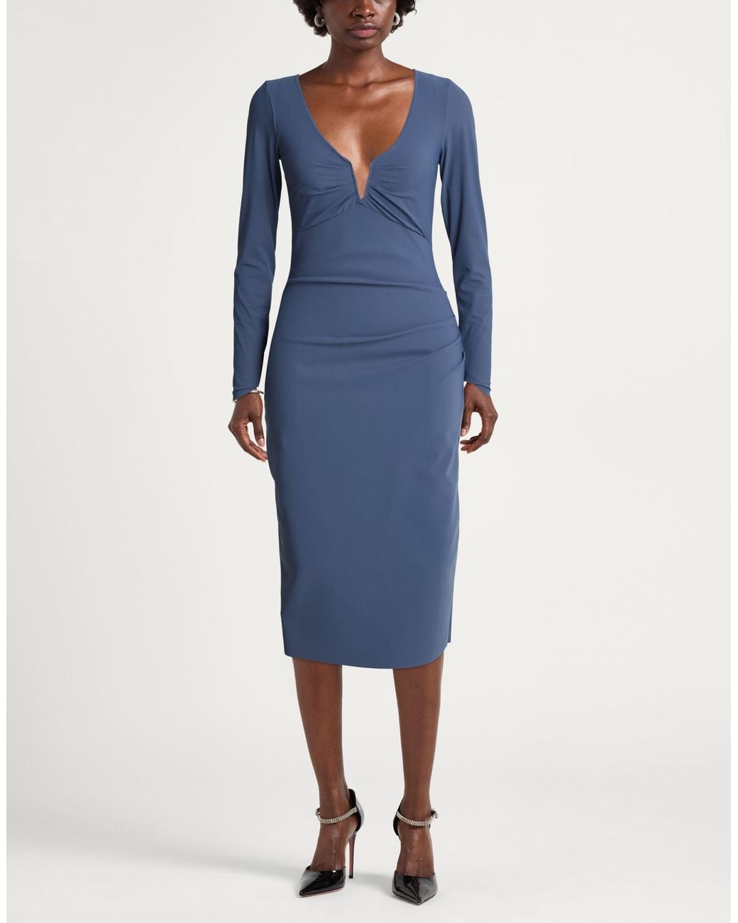 La Petite Robe Di Chiara Boni Blue Midi Dress Polyamide, Elastane