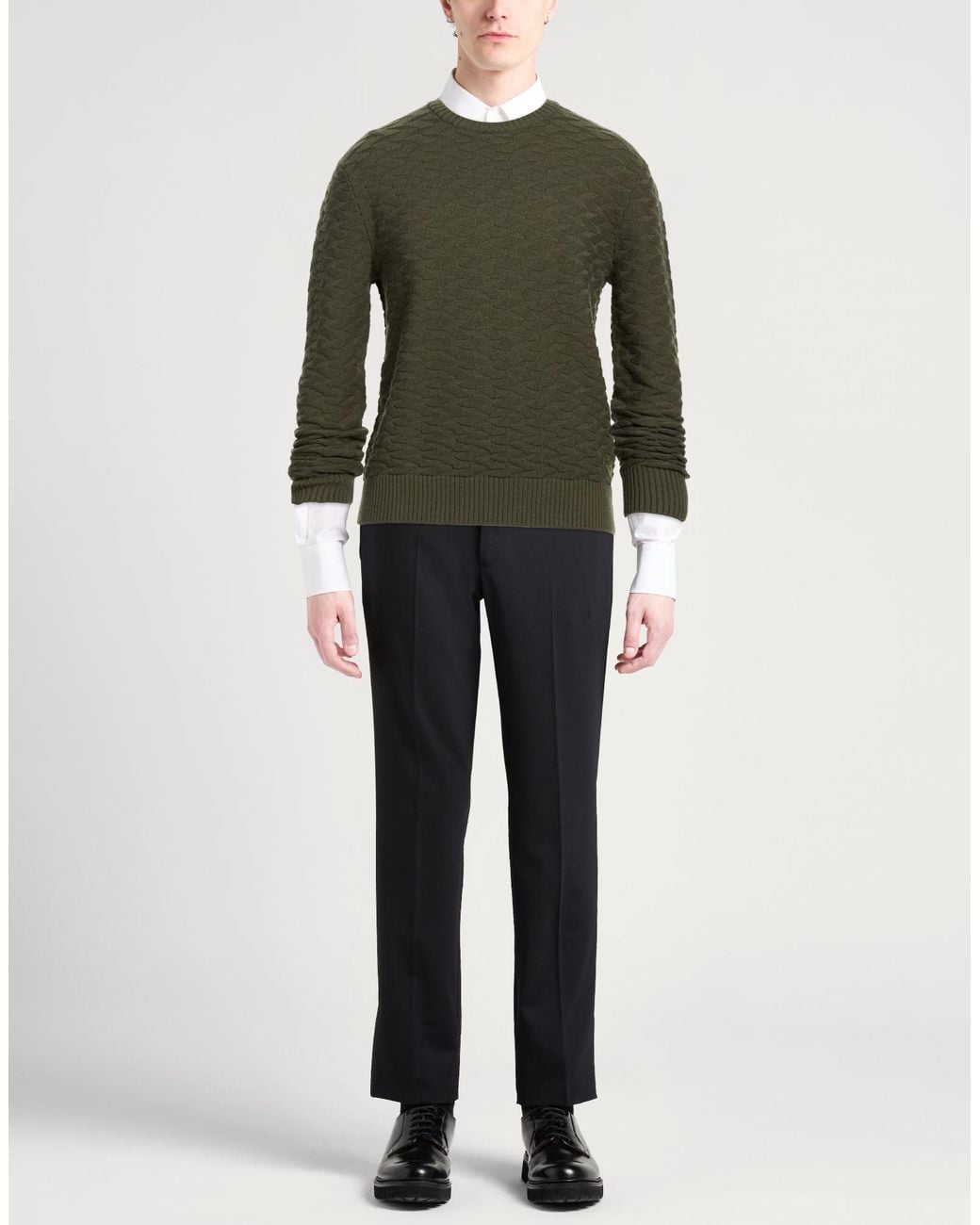 Giorgio Armani Green Military Sweater Virgin Wool, Polyester for men
