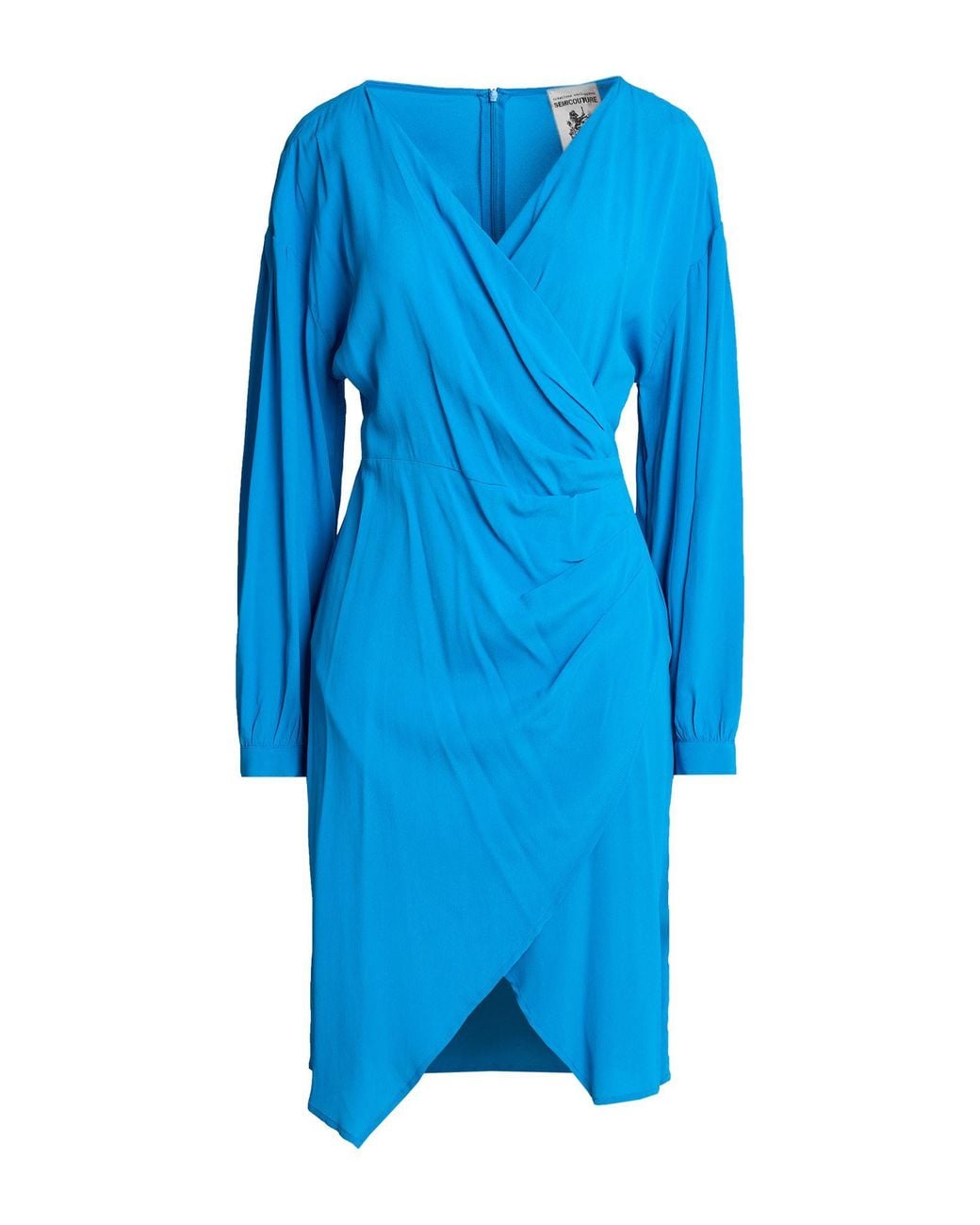 Semicouture Blue Azure Midi Dress Acetate, Silk