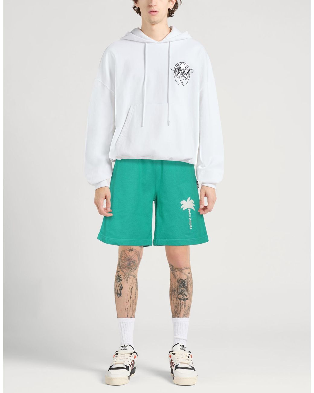 Palm Angels Green Shorts & Bermuda Shorts Cotton for men