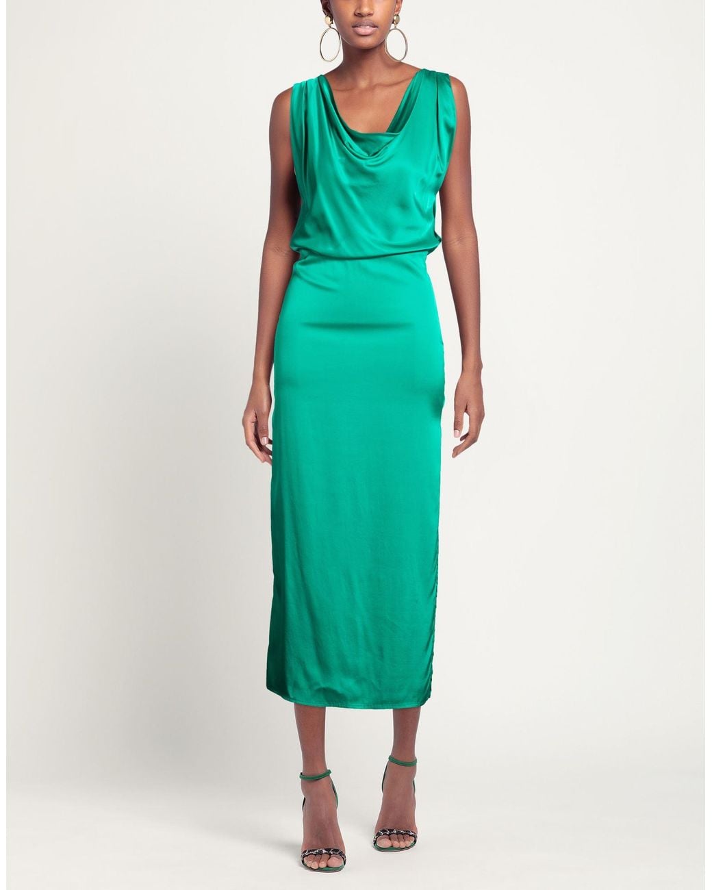 SIMONA CORSELLINI Green Midi Dress Ecovero Viscose, Viscose, Elastane