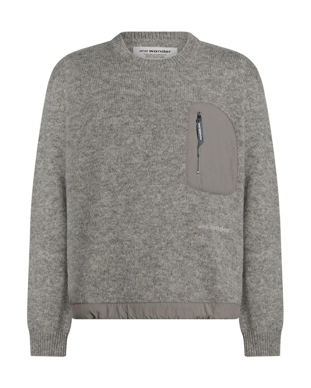 And Wander Gray Sweater Wool, Nylon for men