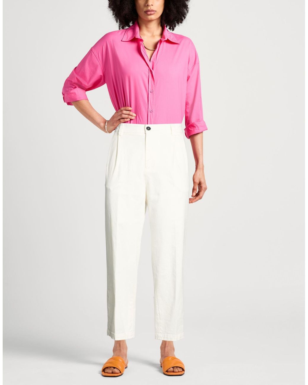 Barena White Pants Cotton, Elastane