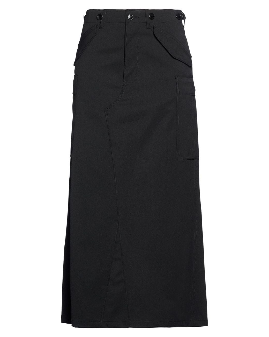 Junya Watanabe Black Maxi Skirt Polyester, Wool