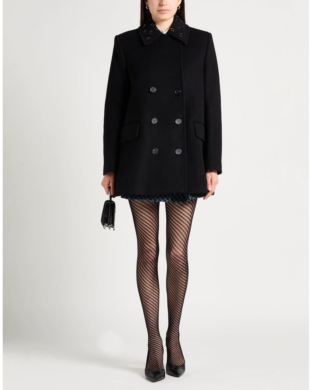 MSGM Black Coat Virgin Wool, Polyamide