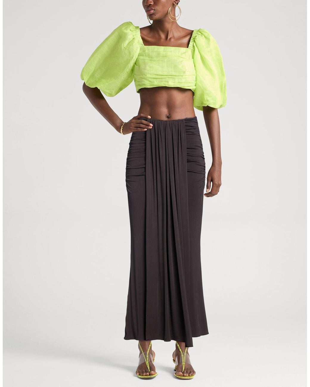 LAPOINTE Black Dark Maxi Skirt Acetate, Elastane