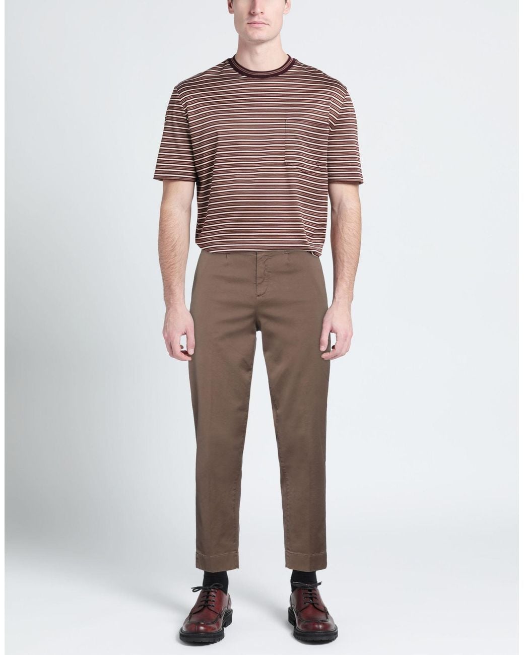 Hand Picked Brown Pants Cotton, Elastane for men