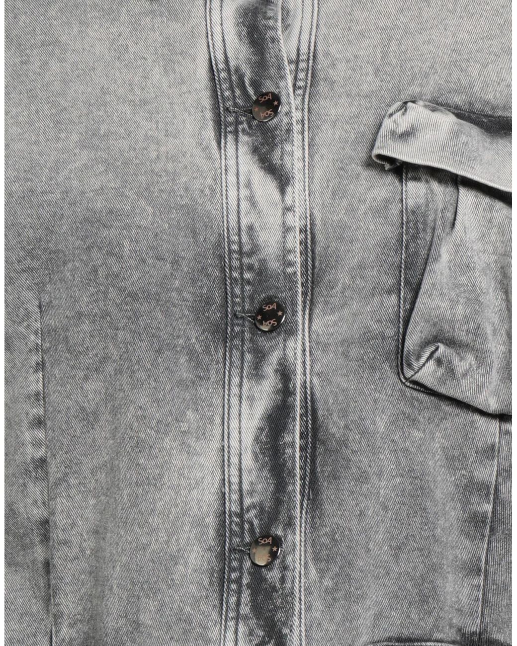 Soallure Gray Denim Outerwear Cotton, Elastane