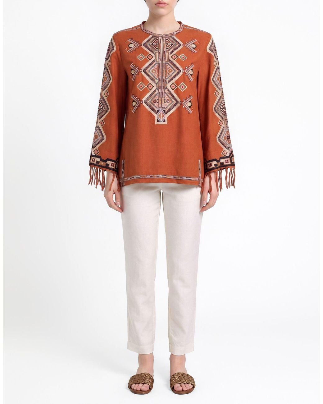 Isabel Marant Red Tan Top Silk, Viscose