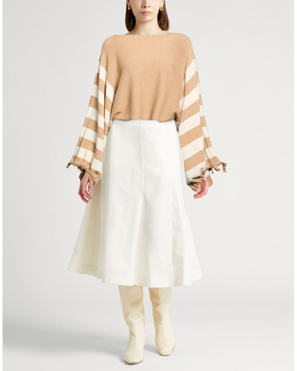 Semicouture White Camel Sweater Polyester, Wool, Viscose, Cashmere