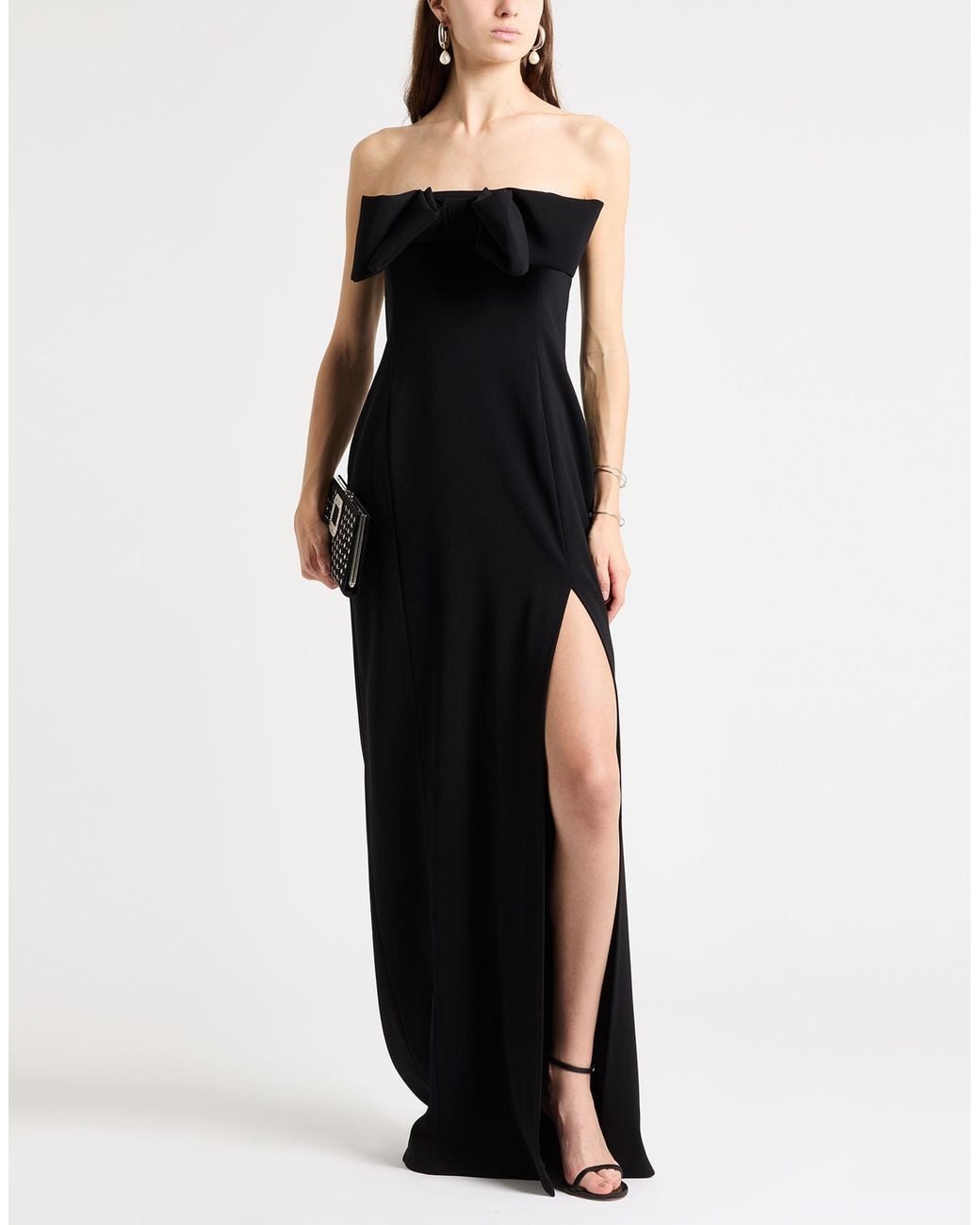 Pinko Black Maxi Dress Polyester, Elastane