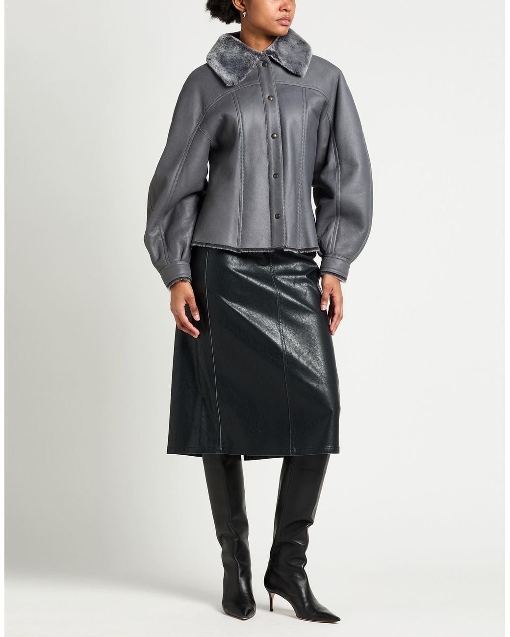 Alberta Ferretti Gray Jacket Lambskin