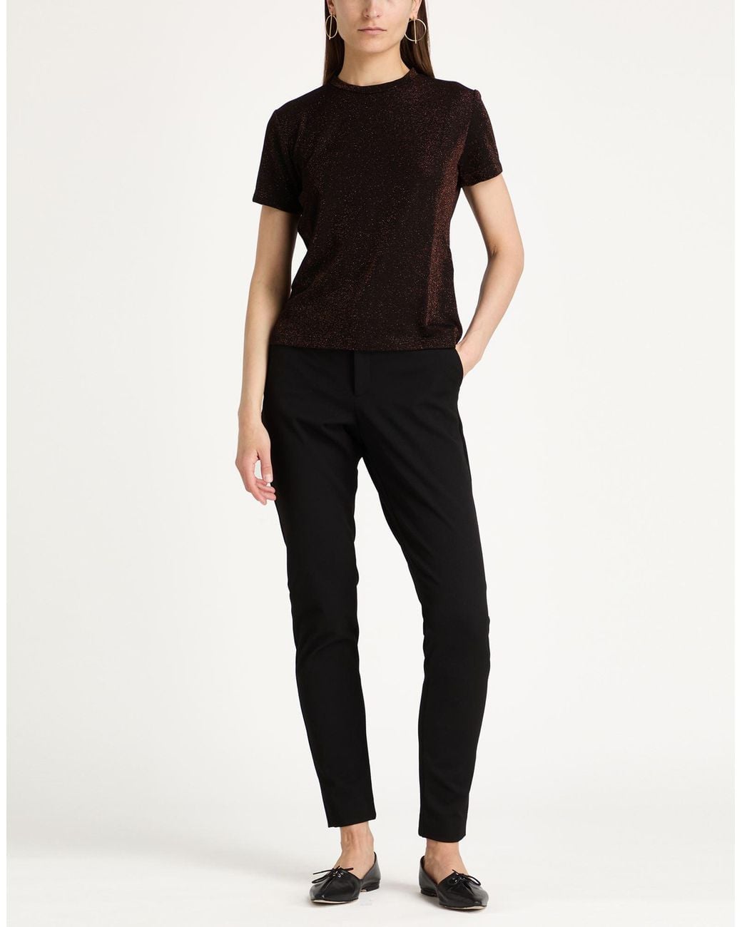 Gaelle Paris Black T-Shirt Viscose, Polyester, Polyamide