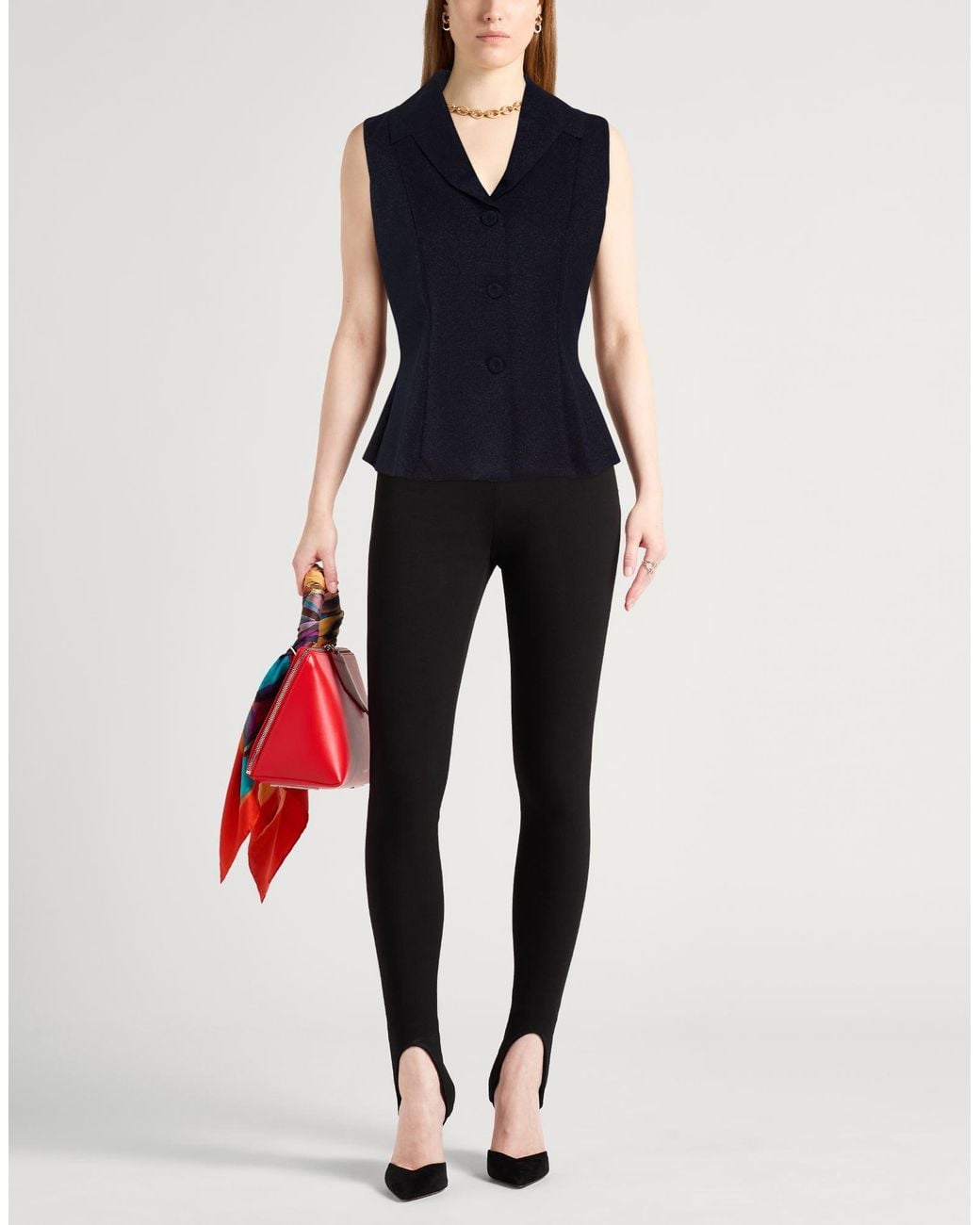 La Petite Robe Di Chiara Boni Blue Tailored Vest Polyamide, Elastane
