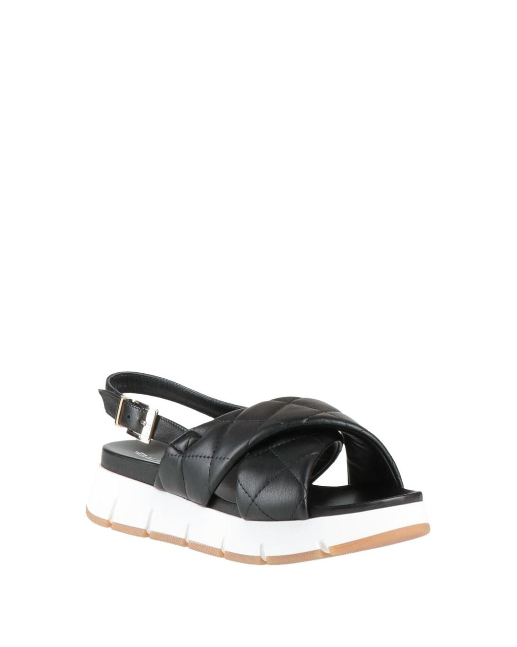 Baldinini Black Sandals Leather, Textile Fibers