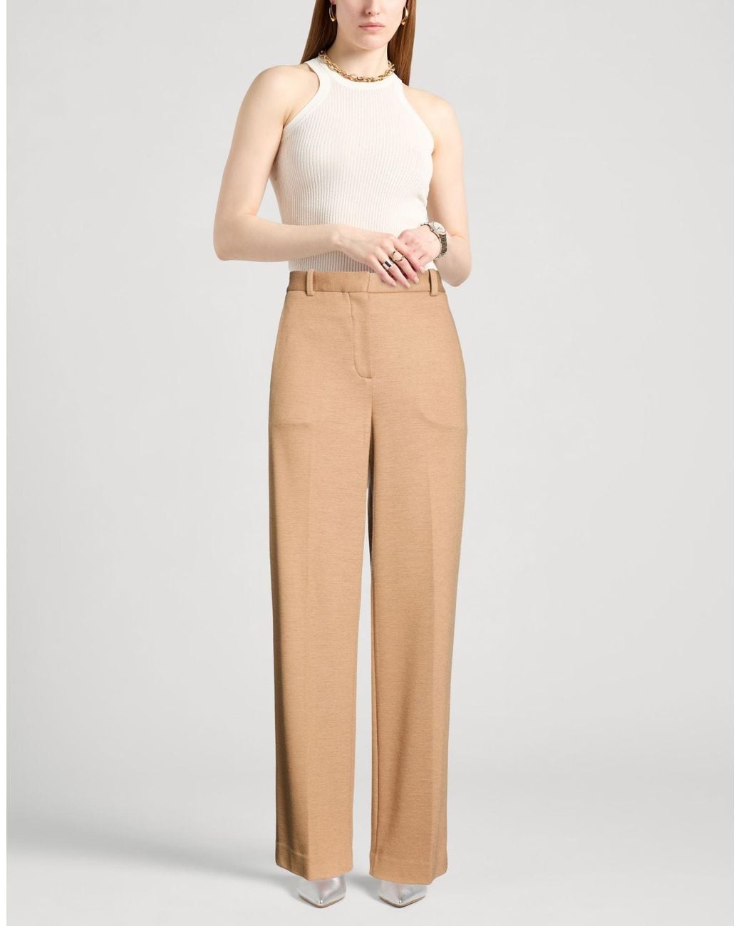 Circolo 1901 Natural Camel Pants Virgin Wool, Cashmere, Polyamide