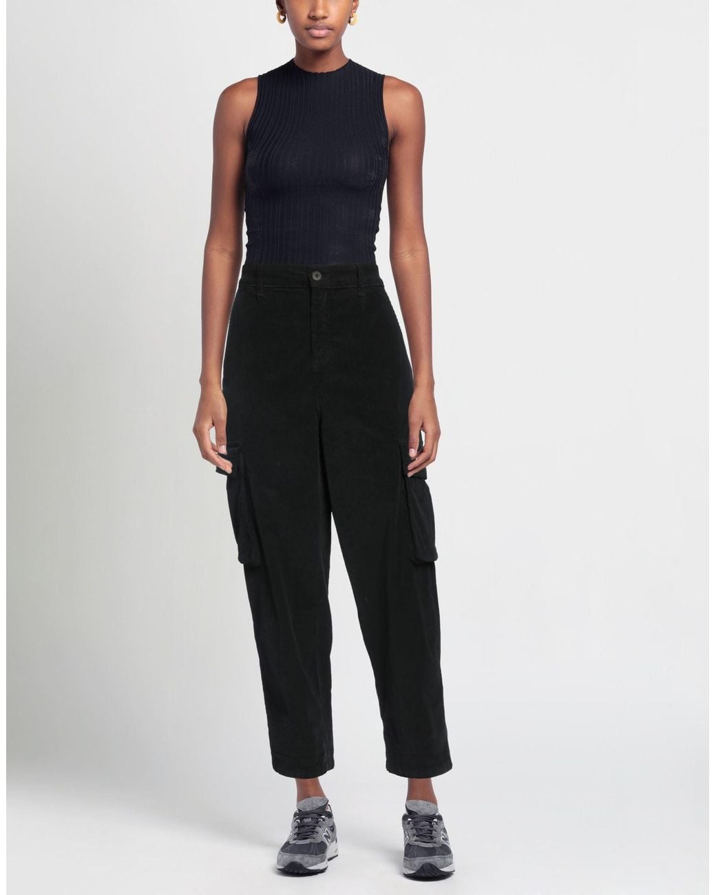 White Wise Black Pants Cotton, Elastane