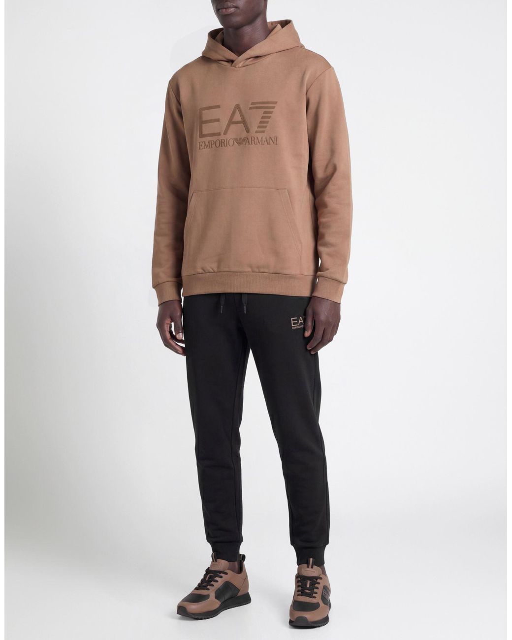 EA7 Brown Sweatshirt Cotton, Elastane for men