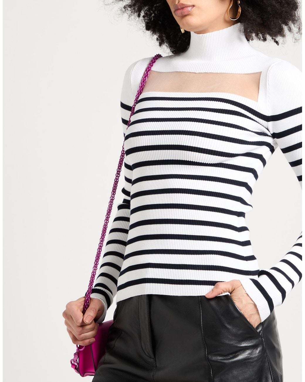 Jean Paul Gaultier White Turtleneck Viscose, Polyester, Polyamide, Elastane