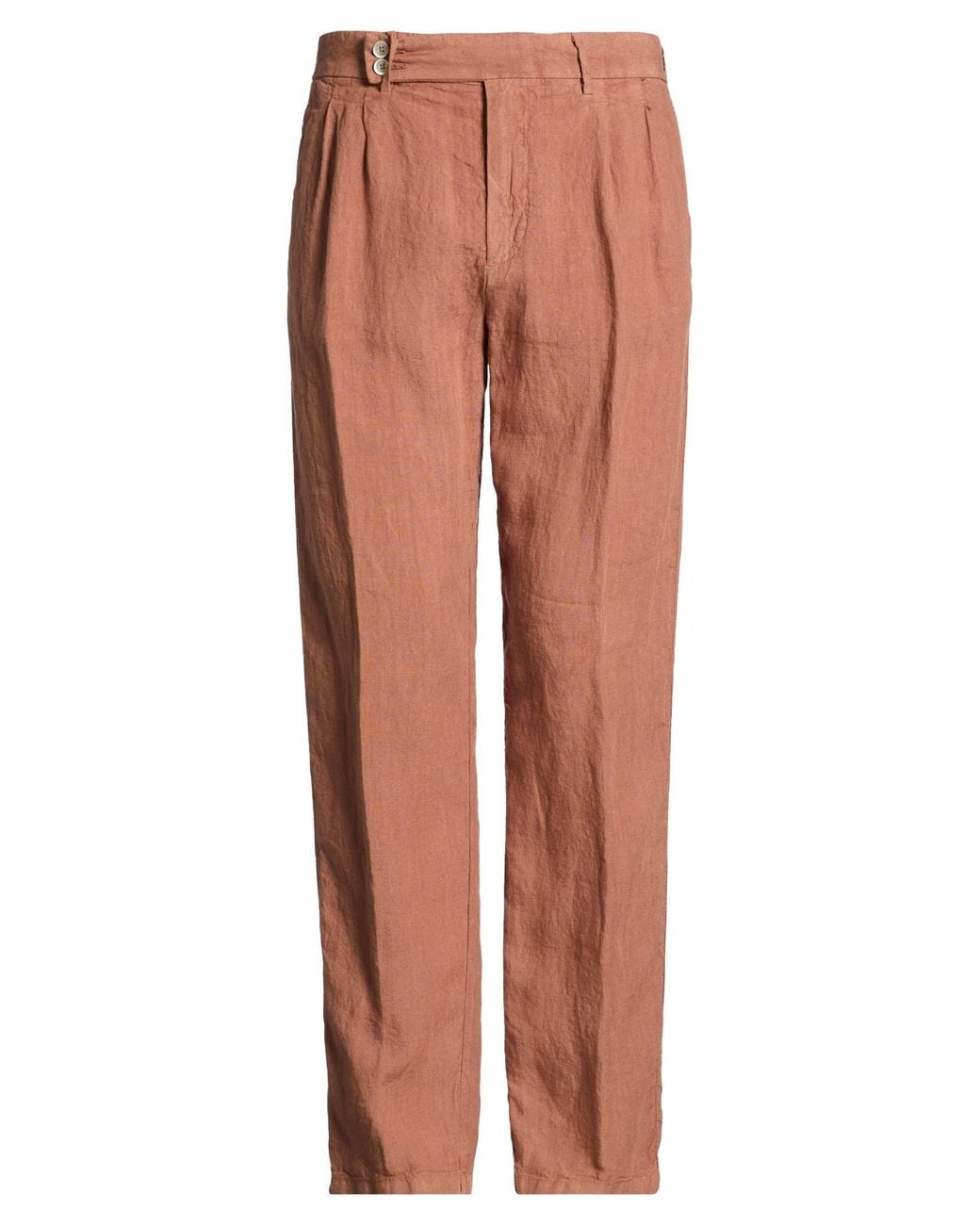 120% Lino Brown Pants Linen for men