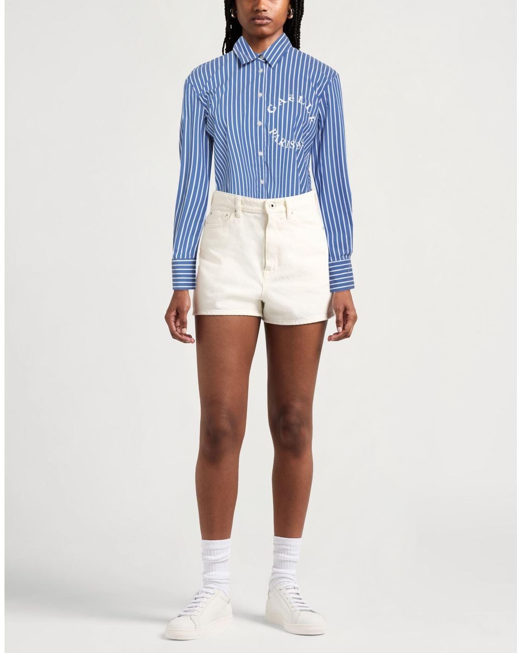 Gaelle Paris Blue Shirt Cotton, Polyamide, Elastane