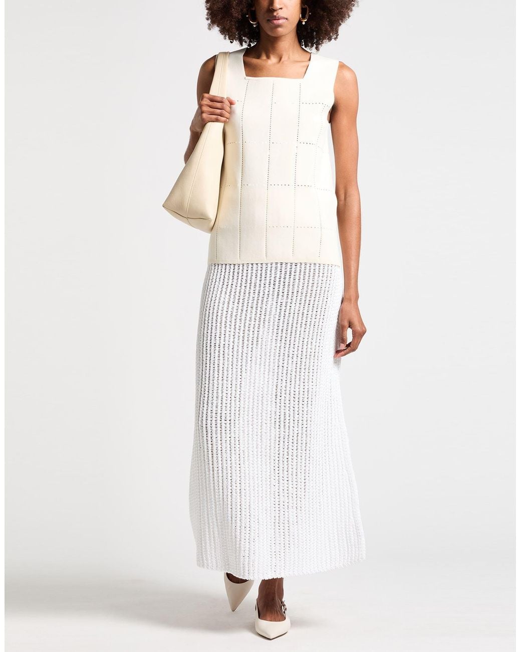 Ferragamo White Maxi Skirt Cotton