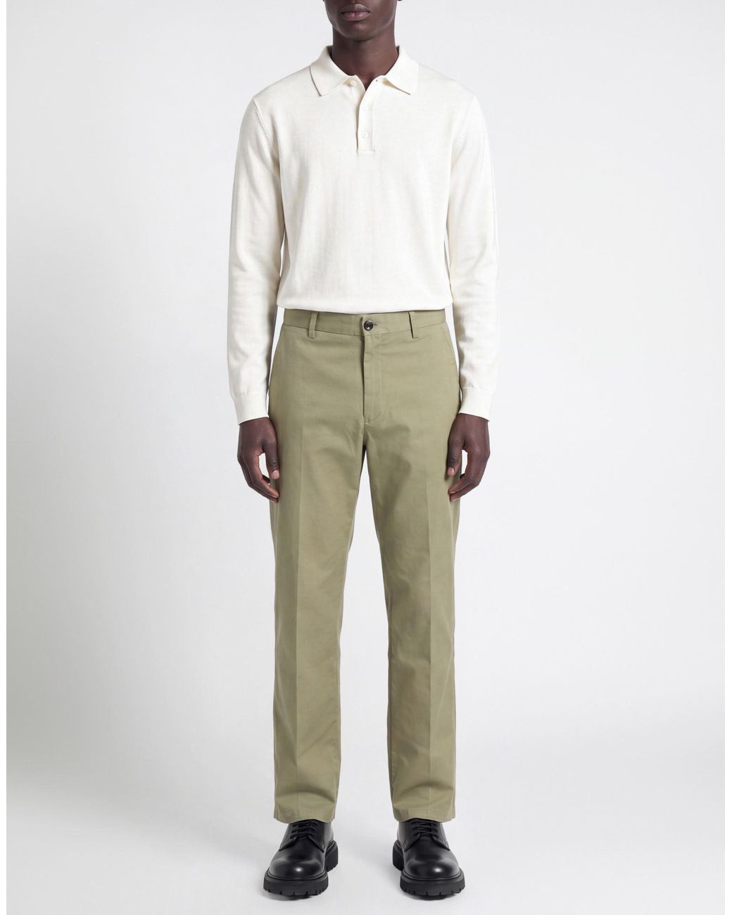 Incotex Green Khaki Pants Cotton, Elastane for men