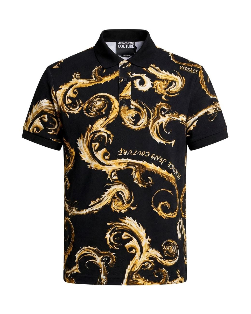 Versace Jeans Couture Black Polo Shirt Cotton for men