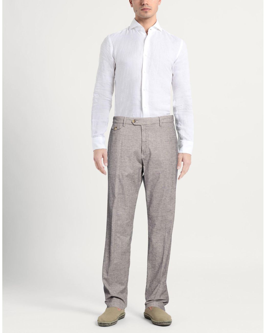 Cruna Gray Pants Cotton, Linen, Elastane for men
